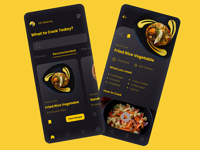 Exploration - Cooking App app cooking app design food app foodie mobile app mobile app design mobile ui recipe app ui uidesign yellow