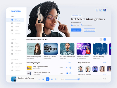 Explore - Podcast Dashboard app dashboard design music podcast podcast dashboard podcasting ui uidesign uiux