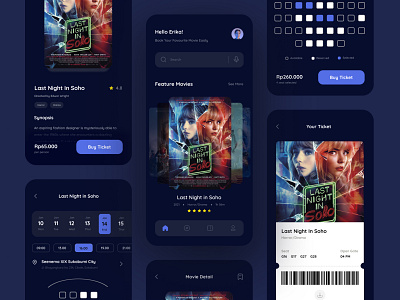 Seenema - Ticketing App app booking cinema cinema app dark dark mode design mobile app mobile app design mobile ui movie movie app ticket ticketing ticketing app ui uidesign