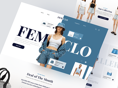 FEMICLO - Fashion Landing Page apparel clear clothes design fashion home page landing page marketplace modern online store outfit streetwear style ui uidesign uiux wear web website woman