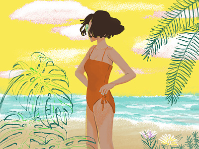 Swimsuit beach illustration photoshop