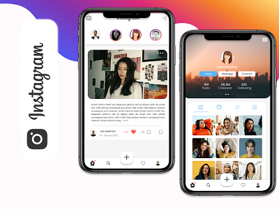 Instagram Redesign app design facebook figma illustration instagram instagram post instagram stories redesign sosial media ui vector