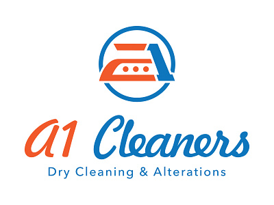 A1 Cleaners Logo branding dry cleaning logo icon logo script