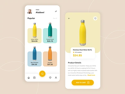 Bottle App Design app app design app interface bottles bottles app bottles app design bottleshot cart drink drinks drinks menu minimal mobile mobile ui ui water bottle