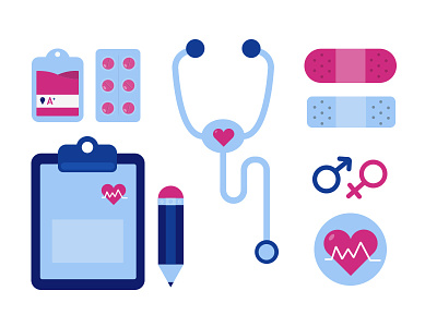 Doctor has these things doctor drugs health heart icon iliustration medicine pencil pills stuff vector
