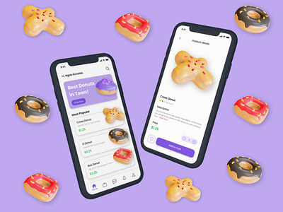 Donut Mobile App 3d icon design donut mobile app illustration mobile app ui ux