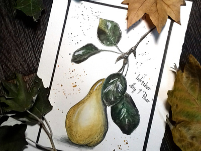 Pear bookillustration design illustration illustrator nature nature illustration poster print typography watercolor