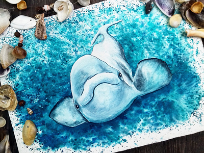 Beluga whale bookillustration design hand drawn illustration illustrator nature nature illustration ocean poster print sea typography watercolor whale
