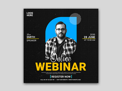 Online webinar social media post template design