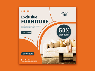 Furniture sell Promotion social media post template ads