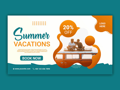 Summer vacations social media banner template ads holiday summer travel vacations
