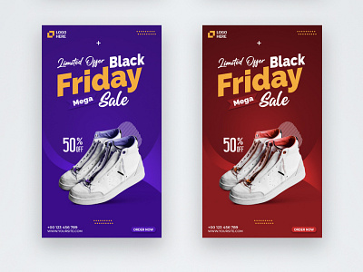 Instagram story template design black friday instagram offer shoe slae social media story