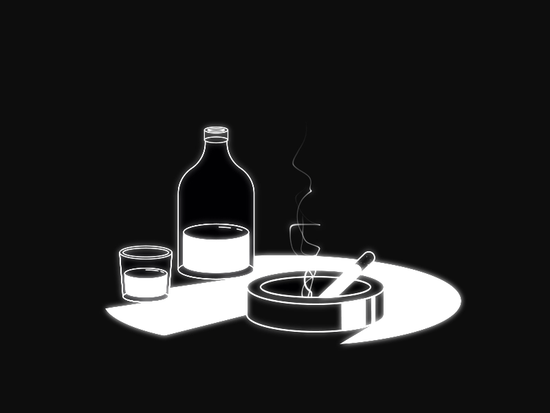 Cigarettes & Whiskey aftereffects anim bar blackwhite bottle cigarettes filmnoir glass motion smoke whiskey