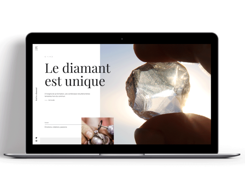 Création de la plateforme digitale : Real is a Diamond artistic direction digital webdesign