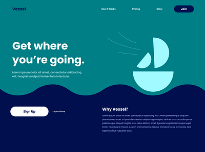 Two-tone web hero boat flat hero home page minimal ocean saas sea ship ui vessel water wave