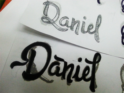 Daniel Logo Sketch d daniel draft identity lettering logo personal script sketch type