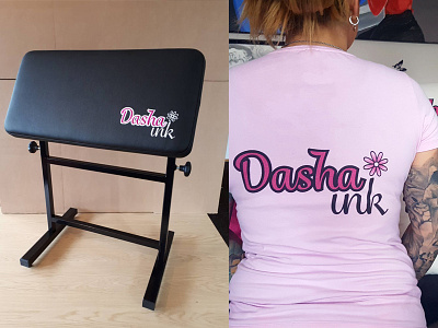 Dasha Ink Tattoo logo daisy dasha flower ink logo pink tattoo tattooist type