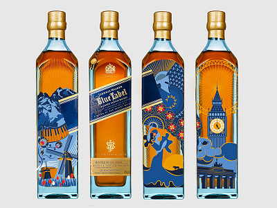 JOHNNIE WALKER BLUE LABEL ® (Limited edition) advertising blue label bottle design europe illustration johnnie walker product design