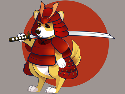 Samurai Corgi adobe illustrator art corgi illustration japan vector vector art