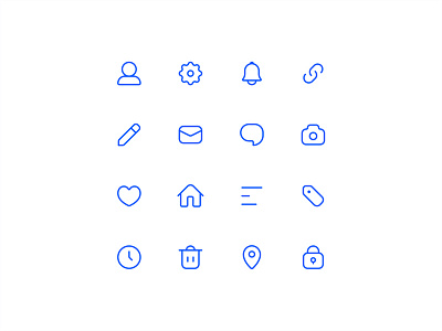 Practicing icons again bell camera chat clock email heart home icons link location pencil trash