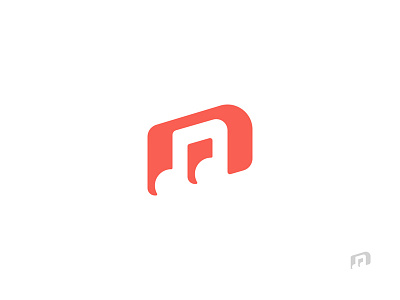 m + music note brand letter logo m music negative note space