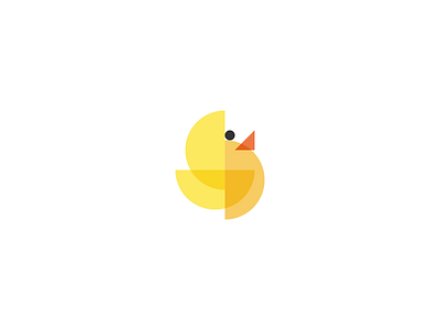 Duck bird circle duck geometric geometry half orange triangle yellow