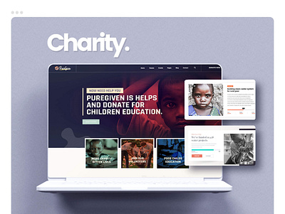 Puregiven - Charity WordPress Theme branding charity church design donation events graphic design illustration logo ui web design
