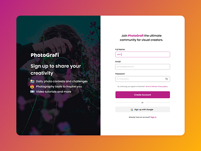 Sign Up Page UI Design dailyui graphic design signup ui uidesign ux uxdesign webpage website