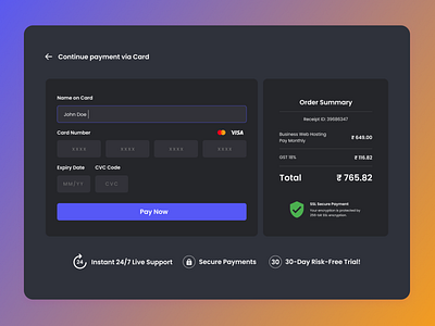 #DailyUI Challenge Credit Card Checkout Page