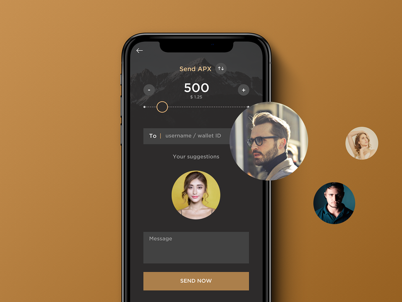 SEND APX app blockchain cryptocurrency design mobile ui mobile wallet screen design socialmedia wallet