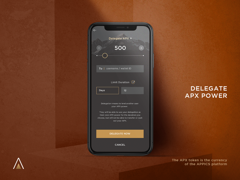 APX Power Delegation app blockchain crypto cryptocurrency decentralized eos screen design ui ui design wallet