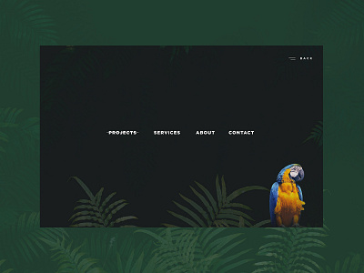 Website Menu design jungle menu parrot screen design website