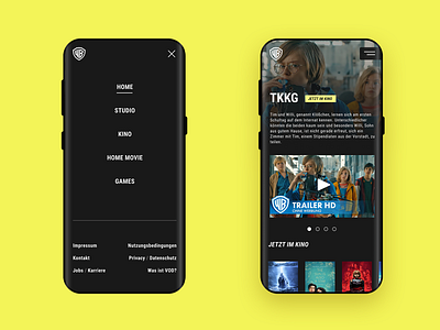 WB Mobile View movie screen design ui design website website design