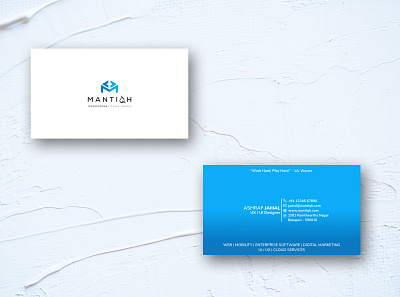 BUSINESS CARD blue blues build business card business card design gradient logo logo design mantiqh minimal papertexture simple design sketch sketchapp typo typography ui visiting card visiting card design white