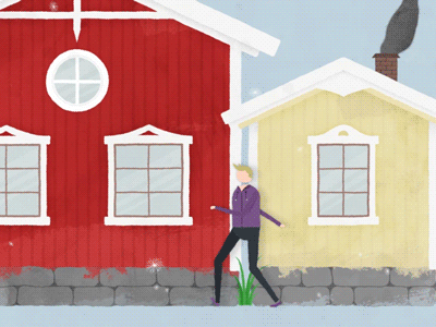 Lil' animation WIP quaint sweden houses character animation work in progress