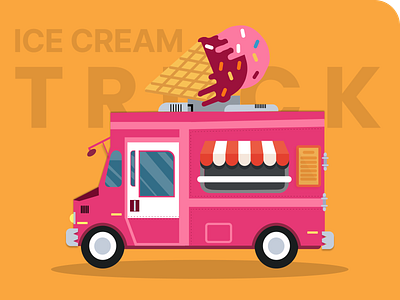 Ice-cream truck design graphic design illustration