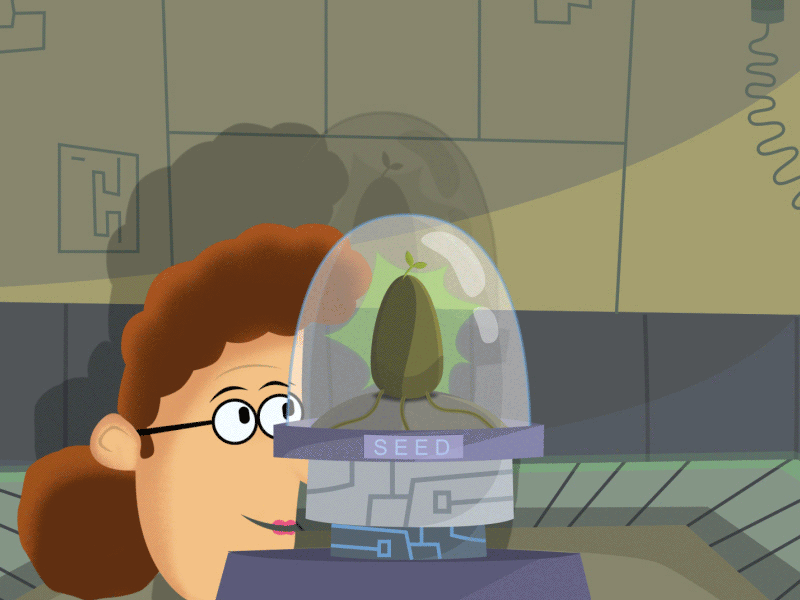 Scientist and the seed evil female doctor glass dome invention lab plant scientist seed