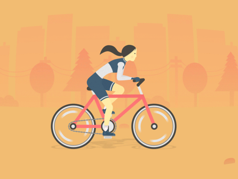 Girl on Bike 2d illustration 2d loop bicycle bike character animation city cycle cycling girl