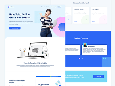Home Page Onlenin blue card flat home home screen landing page minimalist simple ui ux web