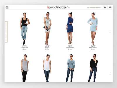 Modelcitizen black ecommerce iteraction design shopify simple ui uiux ux white