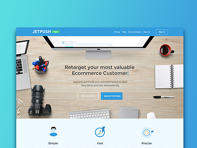 Jetpush - Auto Mail Website Service (SaaS) b2b email campaign flat landing marketers ui ux web