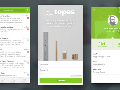 Topes Messanger App app flat ios ui ux