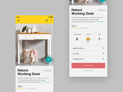 Product detail ios app app card cart detail page ecommerce ios minimalist product shopping