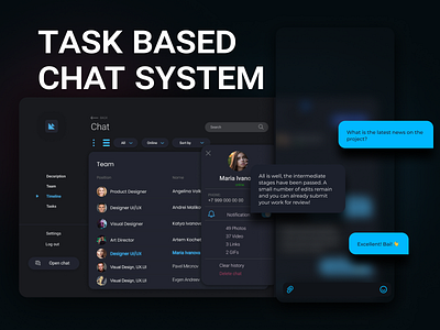 Task Chat System for Management App app design ui ux