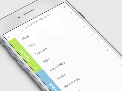Allowed meals list dish fitness ios meals ui ux