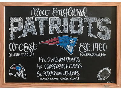 New England Patriots chalkboard hand lettering