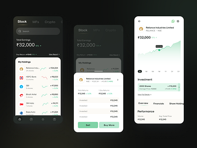 Trading App Concept branding crypto currency green inspiration market mutual funds stocks theme trading trending ui user interface ux
