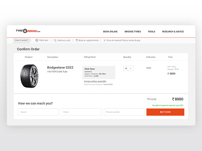 Payment Checkout for Tyre Website