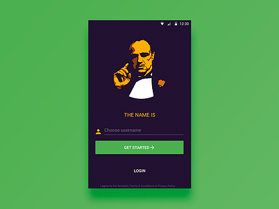 Username Screen for FranklyMe App(God Father Theme) app cartoon godfather signup username