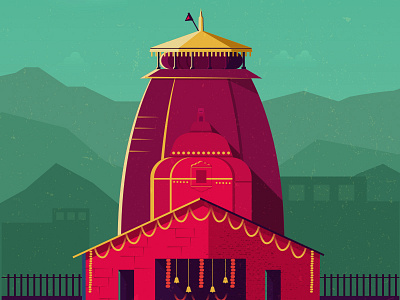 Gopinath Temple illustration gopinath illustration india mandir red temple uttarakhand